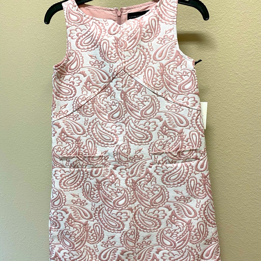 Pink on white embroidered dress
